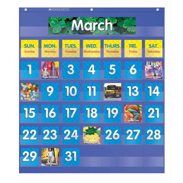 Scholastic Teaching Resources Scholastic Monthly Calendar Pocket Chart, 61 Pieces 9780545114790 - main